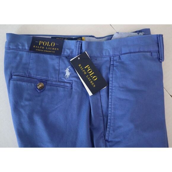 Polo Ralph Lauren Men Sz 32x32 Blue Stretch Straight Fit Washed Chino Pants - Picture 7 of 13